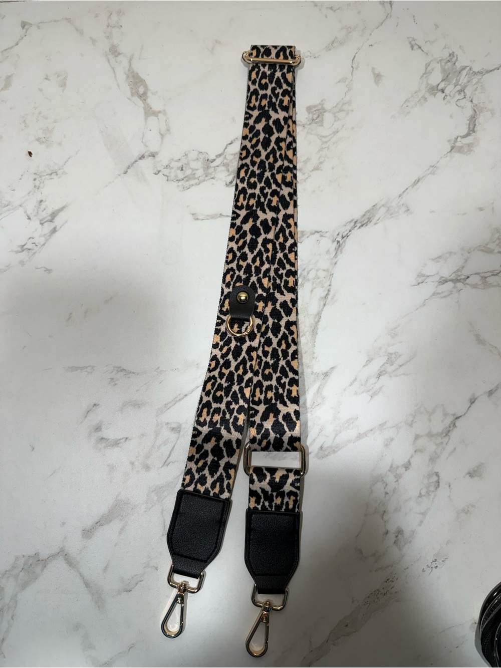 Leopard Print Adjustable Bag Strap in Beige and Black